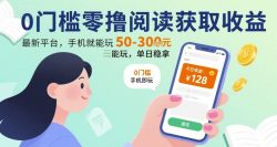0门槛零撸阅读获取收益：最新平台，手机就能玩，单日稳拿 50-3张 【揭秘】