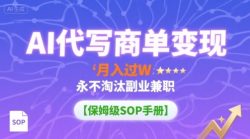 AI代写商单变现，月入过W，永不淘汰副业兼职【保姆级SOP手册】