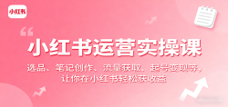 小红书运营实操课：选品、笔记创作、流量获取、起号变现等，让你在小红书轻松获收益