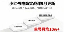 小红书电商实战课9月更新，开店流程/选品策略/爆款店铺打造，单号月均10w+