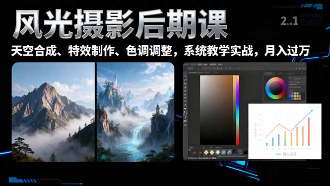风光摄影后期课,一键换天空合成、特效制作、色调调整,月入过万插图 风光摄影后期课,一键换天空合成、特效制作、色调调整,月入过万