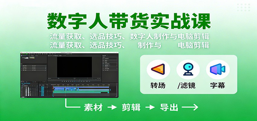 数字人变现实战课:流量获取、选品技巧、数字人制作与电脑剪辑插图 数字人变现实战课:流量获取、选品技巧、数字人制作与电脑剪辑