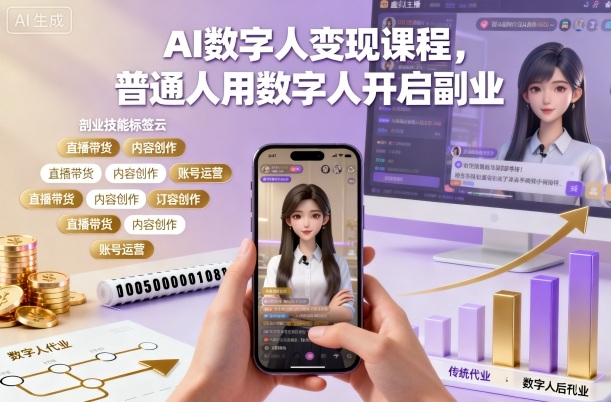AI数字人变现课程,普通人用数字人开启副业插图 AI数字人变现课程,普通人用数字人开启副业