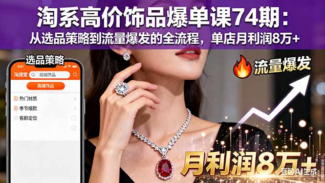 淘系高价饰品爆单课74期:从选品策略到流量爆发的全流程,单店月利润8万+插图 淘系高价饰品爆单课74期:从选品策略到流量爆发的全流程,单店月利润8万+