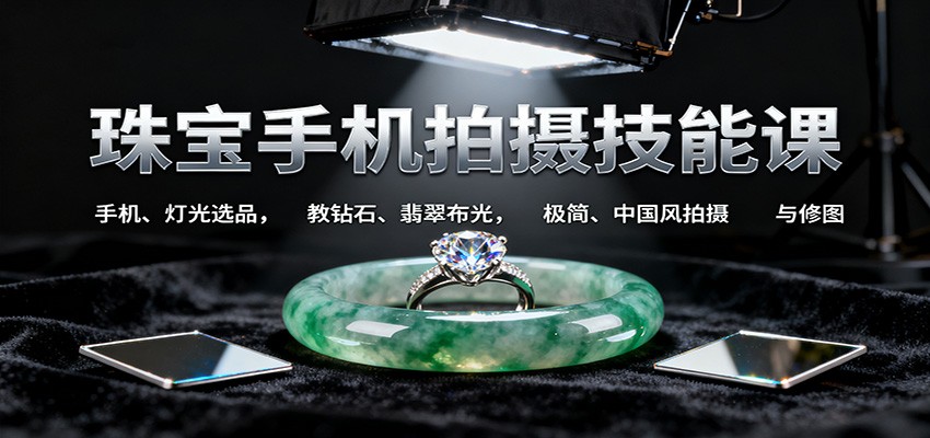 珠宝手机拍摄技能课:手机、 灯光选品,教钻石、翡翠布光,极简、中国风拍摄与修图插图 珠宝手机拍摄技能课:手机、 灯光选品,教钻石、翡翠布光,极简、中国风拍摄与修图