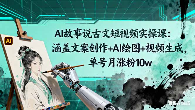 AI故事说古文短视频实操课:涵盖文案创作+AI绘图+视频生成,单号月涨粉10w插图 AI故事说古文短视频实操课:涵盖文案创作+AI绘图+视频生成,单号月涨粉10w