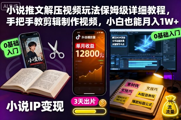 小说推文解压视频玩法保姆级详细教程,手把手教剪辑制作视频,小白也能月入1W+插图 小说推文解压视频玩法保姆级详细教程,手把手教剪辑制作视频,小白也能月入1W+