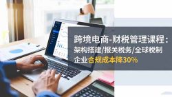 跨境电商-财税管理课程：架构搭建/报关税务/全球税制，企业合规成本降30%