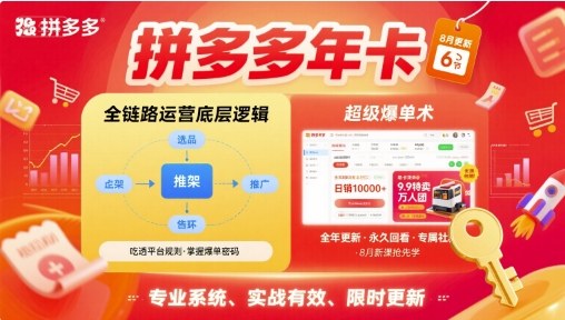 拼多多年卡,拼多多全链路运营底层逻辑,超级爆单术【更新10月】插图 拼多多年卡,拼多多全链路运营底层逻辑,超级爆单术【更新10月】