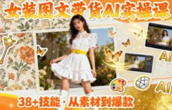 女装图文带货的AI实操课，覆盖38个实用技能，快速提升素材制作效率