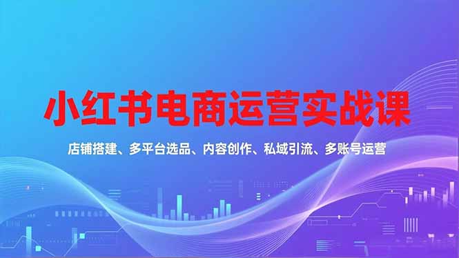 小红书电商运营实战课,店铺搭建、多平台选品、内容创作、私域引流、多账号运营等玩法插图 小红书电商运营实战课,店铺搭建、多平台选品、内容创作、私域引流、多账号运营等玩法