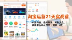 淘宝运营21天实战营，45期内容、最新算法、案例复盘，紧跟平台年入百万(更新11月