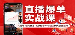 直播爆单实战课：7天起号+场域打造+高转化话术+流量放大与复盘递增