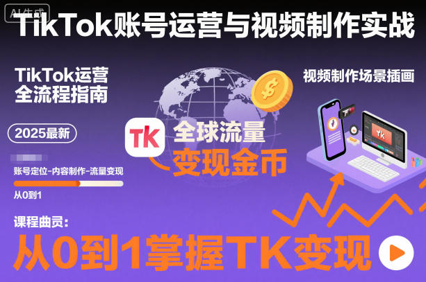 2025最新TikTok账号运营与视频制作实战全流程,从0到1掌握TK变现(含11月最新TK搬运技术)插图 2025最新TikTok账号运营与视频制作实战全流程,从0到1掌握TK变现(含11月最新TK搬运技术)