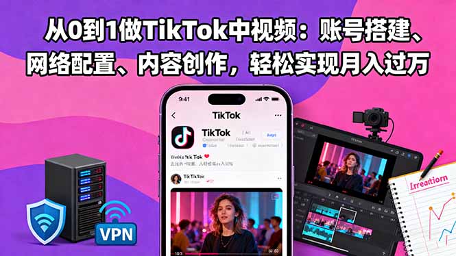 从0到1做TikTok中视频:账号搭建、网络配置、内容创作,轻松实现月入过万插图 从0到1做TikTok中视频:账号搭建、网络配置、内容创作,轻松实现月入过万