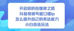 开启你的自媒体之路，抖音视频号做口播ip，怎么提升自己的表达能力，小白首选玩法