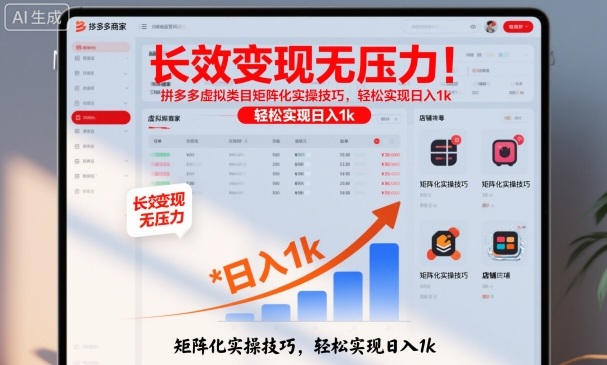 长效变现无压力!拼多多虚拟类目矩阵化实操技巧,轻松实现日入1k【揭秘】插图 长效变现无压力!拼多多虚拟类目矩阵化实操技巧,轻松实现日入1k【揭秘】