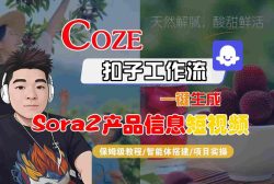 Coze扣子智能体工作流一键生成“SORA2产品信息“短视频，全流程保姆级教学