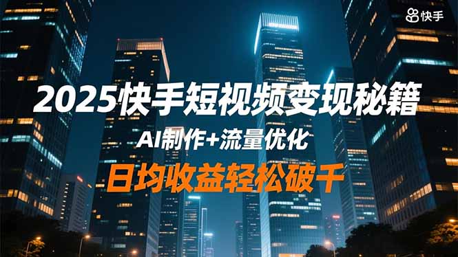 2025快手短视频变现秘籍,AI制作+流量优化,日均收益轻松破千插图 2025快手短视频变现秘籍,AI制作+流量优化,日均收益轻松破千