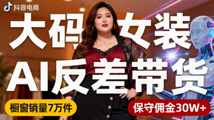 抖音小众赛道,大码女装AI反差带货,不用直播,每天6条作品,橱窗卖7万件,保守佣金30W+插图 抖音小众赛道,大码女装AI反差带货,不用直播,每天6条作品,橱窗卖7万件,保守佣金30W+