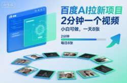 百度AI拉新项目，2分钟一个视频，小白可做，一天8张【附案例+保姆级教程】