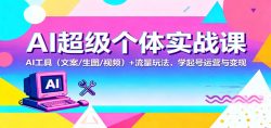 AI超级个体实战课：AI 工具(文案/生图/视频)+ 流量玩法，学起号运营与变现