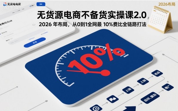 无货源电商不备货实操课2.0,2026年布局,从0到1全网最低10%费比全链路打法【更新中】插图 无货源电商不备货实操课2.0,2026年布局,从0到1全网最低10%费比全链路打法【更新中】