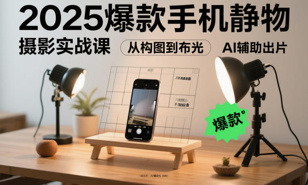 2025爆款手机静物摄影实战课,从构图到布光,不用贵设备,AI辅助出片插图 2025爆款手机静物摄影实战课,从构图到布光,不用贵设备,AI辅助出片