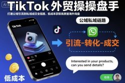 TikTok外贸操盘手，打通公域引流到私域成交全链路，低成本获取高质量海外询盘