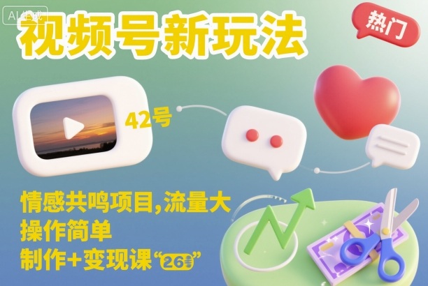 视频号新玩法,情感共鸣项目,流量大,操作简单,制作+变现课插图 视频号新玩法,情感共鸣项目,流量大,操作简单,制作+变现课