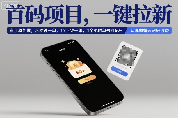 首码项目,一键拉新,有手就能做,几秒钟一单,1个小时单号可60+,认真做每天5张+收益【揭秘】插图 首码项目,一键拉新,有手就能做,几秒钟一单,1个小时单号可60+,认真做每天5张+收益【揭秘】