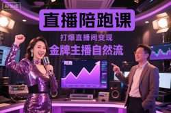 直播陪跑课，金牌主播自然流打爆直播间，复制高变现玩法