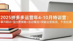 2025拼多多运营年4-10月特训营：暴力起店+强付费策略+活动爆流+突破运营瓶颈，干货拉满