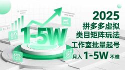 2025 拼多多虚拟类目矩阵玩法，工作室批量起号，月入 1-5W 不难