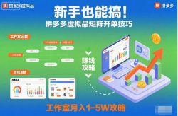 新手也能搞！拼多多虚拟品矩阵开单技巧，工作室月入1-5W攻略【揭秘】