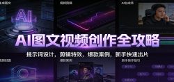 AI图文视频创作全攻略：提示词设计，剪辑特效，爆款案例，新手快速出片