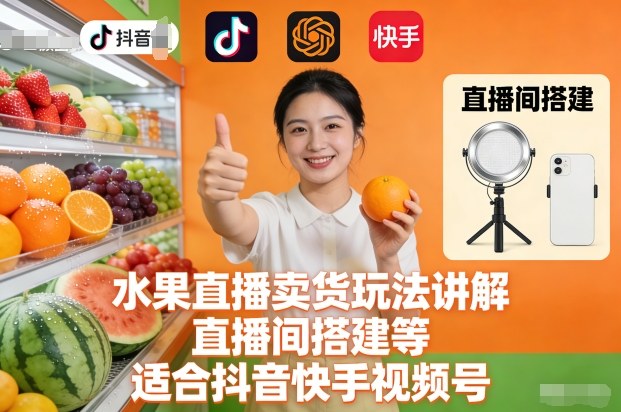 水果直播卖货玩法讲解、直播间搭建等,适合抖音快手视频号插图 水果直播卖货玩法讲解、直播间搭建等,适合抖音快手视频号