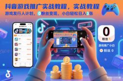 抖音游戏推广实战教程，游戏发行人计划，0粉丝变现，小白轻松日入3张