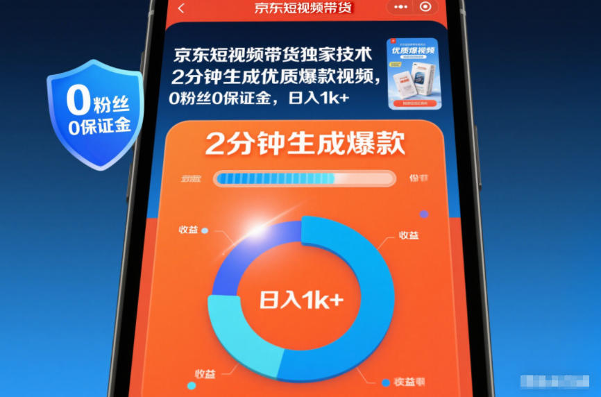 京东短视频带货独家技术,2分钟生成一条优质爆款视频,0粉丝0保证金,日入1k+【揭秘】插图 京东短视频带货独家技术,2分钟生成一条优质爆款视频,0粉丝0保证金,日入1k+【揭秘】