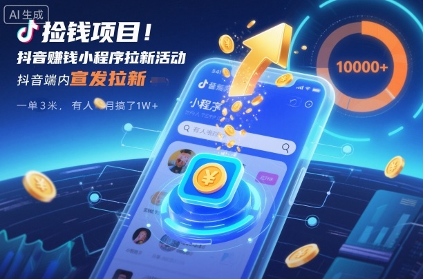 捡钱项目!抖音賺钱小程序拉新活动,抖音端内宣发拉新,一单3米,有人半个月搞了1W+插图 捡钱项目!抖音賺钱小程序拉新活动,抖音端内宣发拉新,一单3米,有人半个月搞了1W+