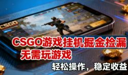 CSGO游戏挂G掘金捡漏，不需要玩游戏，操作简单，收益稳定【揭秘】