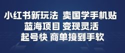 小红书新玩法，卖国学手机贴，蓝海项目，变现灵活，起号快，商单接到手软