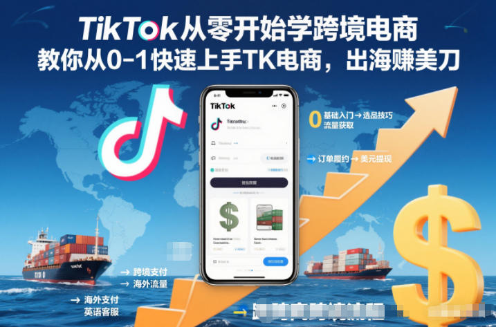 TikTok从零开始学跨境电商,教你从0-1快速上手TK电商,出海賺美刀插图 TikTok从零开始学跨境电商,教你从0-1快速上手TK电商,出海賺美刀