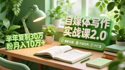 自媒体写作实战课2.0，爆款标题、内容结构、IP打造，半年复制30万粉月入10万+