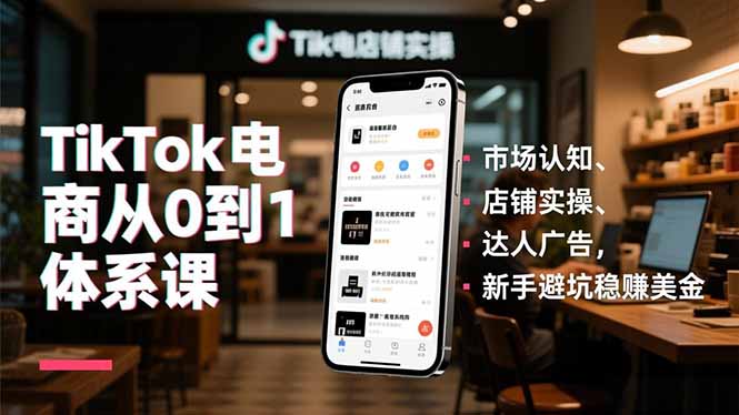 TikTok电商从0到1体系课,市场认知、店铺实操、达人广告,新手避坑稳赚美金插图 TikTok电商从0到1体系课,市场认知、店铺实操、达人广告,新手避坑稳赚美金