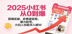 2025小红书从0到爆：剪辑实操，多赛道变现，暴力起号，零基础也能月入破W