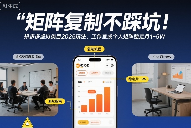 矩阵复制不踩坑!拼多多虚拟类目2025玩法,工作室或者个人矩阵稳定月1-5W【揭秘】插图 矩阵复制不踩坑!拼多多虚拟类目2025玩法,工作室或者个人矩阵稳定月1-5W【揭秘】