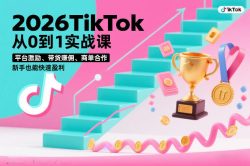 2026TikTok从0到1实战课，平台激励、带货賺佣、商单合作，新手也能快速盈利(3天直播课)