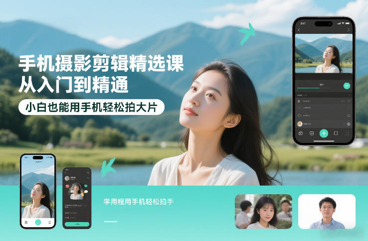 手机摄影剪辑精选课,从入门到精通,小白也能用手机轻松拍大片插图 手机摄影剪辑精选课,从入门到精通,小白也能用手机轻松拍大片