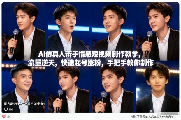 AI仿真人辩手情感短视频制作教学,流量逆天,快速起号涨粉,手把手教你制作插图 AI仿真人辩手情感短视频制作教学,流量逆天,快速起号涨粉,手把手教你制作